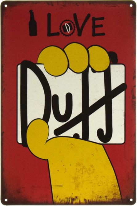 Я Люблю Дафф (Симпсоны) / I Love Duff (ms-002185) Металлическая табличка - 20x30см