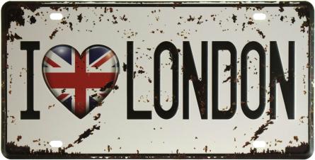 Я Люблю Лондон (Білий Фон) / I Love London (ms-001206) Металева табличка - 15x30см