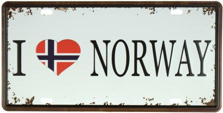 Я Люблю Норвегию / I Love Norway (ms-001098) Металлическая табличка - 15x30см