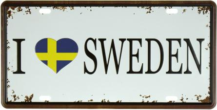 Я Люблю Швецию / I Love Sweden (ms-001084) Металлическая табличка - 15x30см