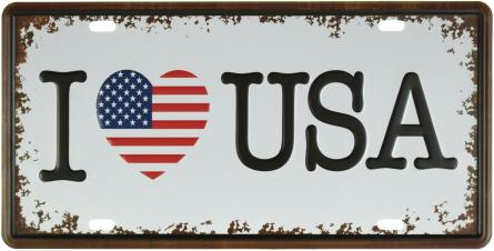 Я Люблю США / I Love USA (ms-001067) Металлическая табличка - 15x30см