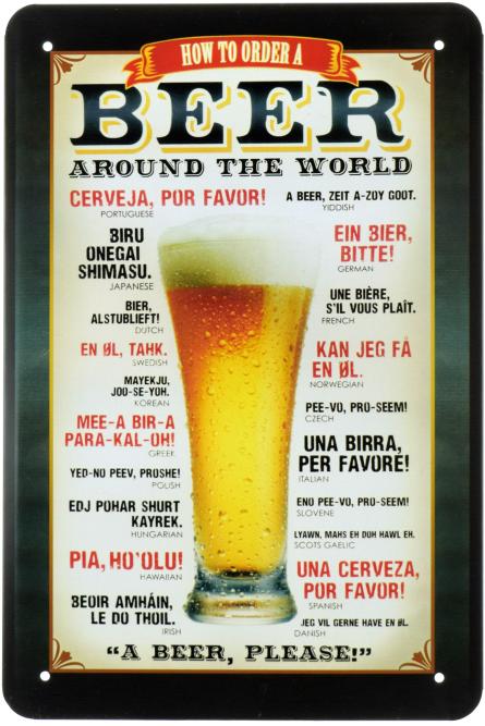Язык Пива / The Language of Beer (ms-00696) Металлическая табличка - 20x30см