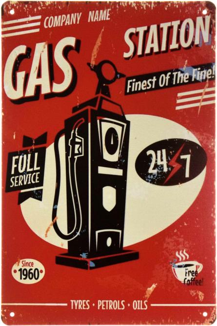 Заправка / Gas Station (Fines Of The Fine!) (ms-002181) Металлическая табличка - 20x30см