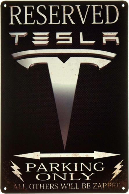 Парковка Тільки Для Тесли / Reserved Tesla Parking Only (ms-002209) Металева табличка - 20x30см