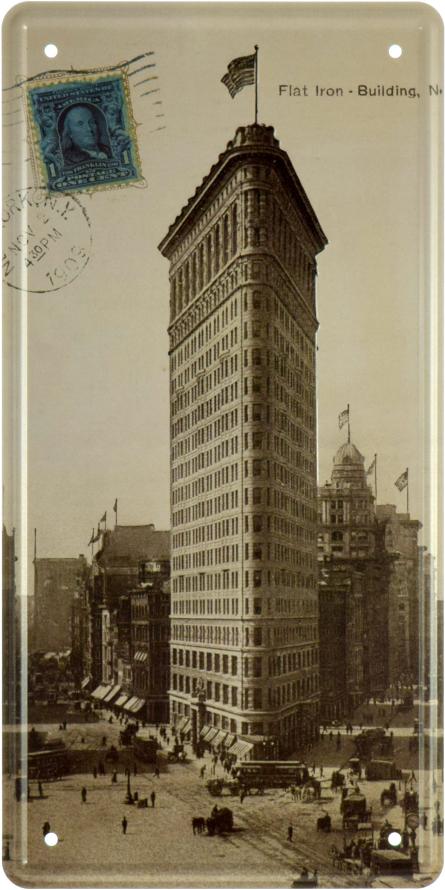 Праска (Хмарочос), Нью-Йорк / Flatiron Building - Building, New-York (ms-001884) Металева табличка - 15x30см
