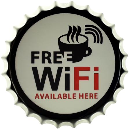 Тут Доступний Безкоштовний Wi-Fi / Free Wi-Fi Available Here (ms-001706) Металева табличка - 35см (кришка)