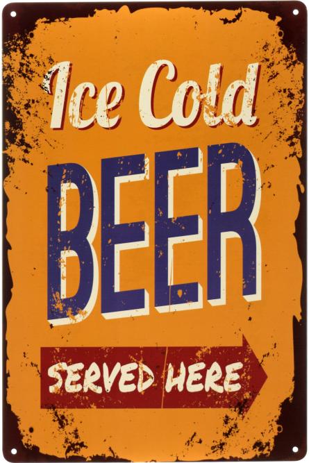 Тут Подається Крижане Пиво / Ice Beer Served Here (ms-00599) Металева табличка - 20x30см