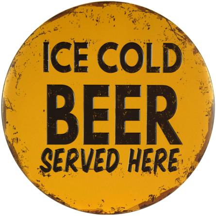 Тут Подають Крижане Пиво / Ice Cold Beer Served Here (ms-001366) Металева табличка - 30см (кругла)
