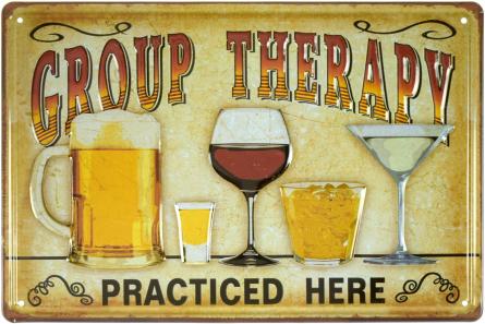 Тут Практикується Групова Терапія / Group Therapy Practiced Here (ms-001541) Металева табличка - 20x30см
