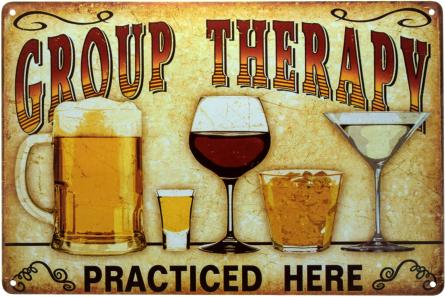 Тут Практикується Групова Терапія / Group Therapy Practiced Here (ms-00843) Металева табличка - 20x30см