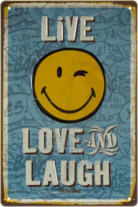 Жить, Любить И Смеяться / Live, Love And Laugh (ms-002339) Металлическая табличка - 20x30см