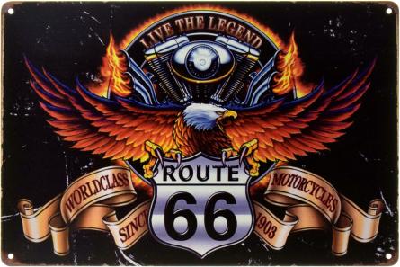 Життя Легенди Route 66С (ms-002479) Металева табличка - 20x30см