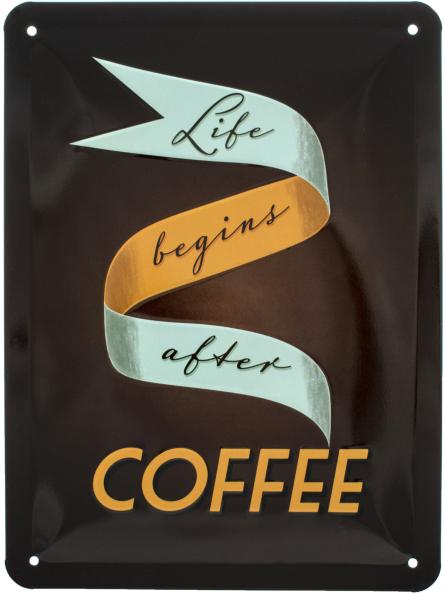 Життя Починається Після Кави / Life Begins After Coffee (ms-00979) Металева табличка - 15х20см
