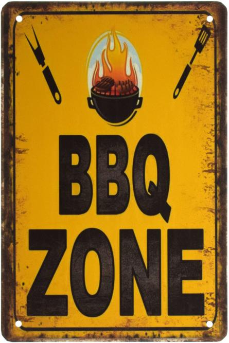 Зона Барбекю / BBQ Zone (ms-003103) Металлическая табличка - 20x30см