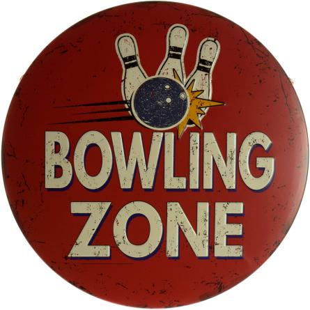 Зона Боулінгу / Bowling Zone (ms-002019) Металева табличка - 30см (кругла)