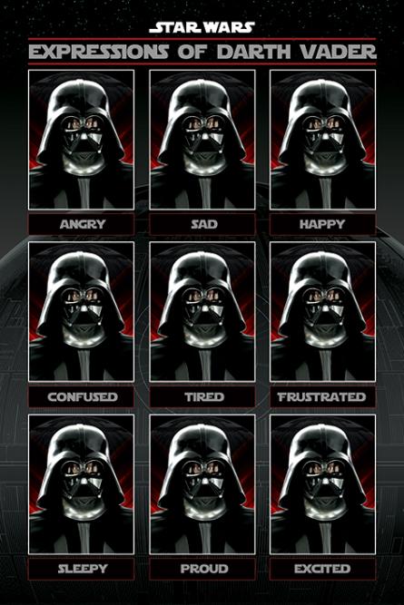 Звездные Войны (Выражение Дарта Вейдера) / Star Wars (Expressions of Darth Vader) (ps-001788) Постер/Плакат - Стандартный (61x91.5см)