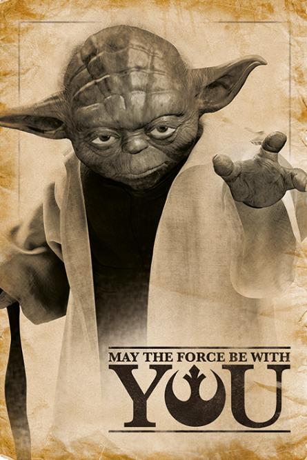 Звездные Войны (Йода, Да Прибудет С Тобой Сила) / Star Wars (Yoda, May The Force Be With You) (ps-00287) Постер/Плакат - Стандартный (61x91.5см)