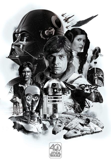 Звёздные Войны 40-летие (Монтаж) / Star Wars 40th Anniversary (Montage) (ps-00247) Постер/Плакат - Стандартный (61x91.5см)