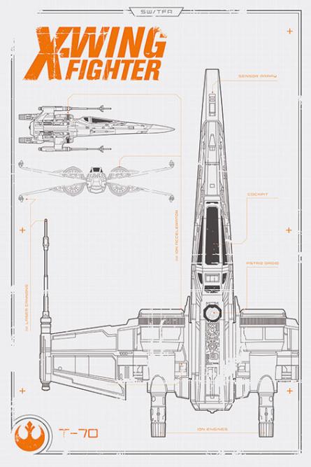 Звёздные Войны: Эпизод VII / Star Wars: Episode VII - The Force Awakens (X-Wing Fighter Plans) (ps-00284) Постер/Плакат - Стандартный (61x91.5см)