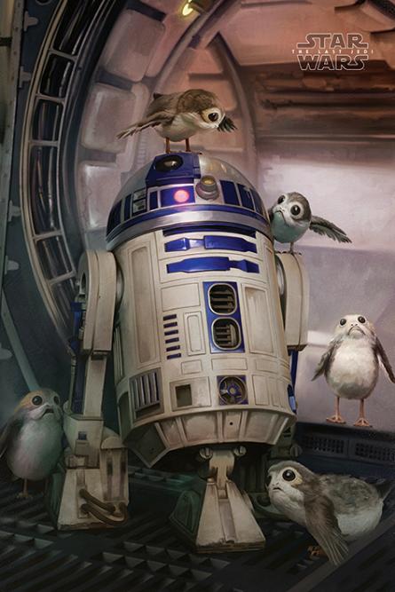 Звёздные Войны: Последние Джедаи (R2-D2 и Порги) / Star Wars The Last Jedi (R2-D2 & Porgs) (ps-00225) Постер/Плакат - Стандартный (61x91.5см)
